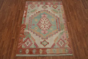 Geometric Patterned Kilim Handwoven Rug 4x6