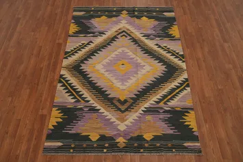 Rustic Elegance Kilim Wool Geometric Rug 5x7