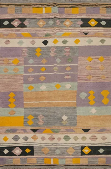 Colorful Geometric Kilim Flat Weave Rug 4x6