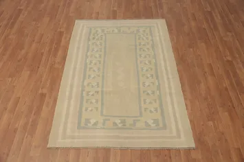 Earth Tone Wool Geometric Kilim Handwoven Rug 4x6