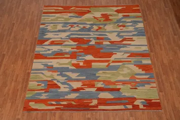 Modern Multi-Colored Kilim Distinctive Style Rug 9x10