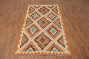 Colorful Diamond Design Kilim Area Rug 5x8 Perfect for Cozy Living Rooms