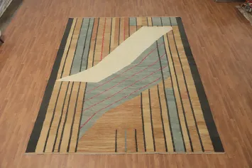 Contemporary Geometric Patterned Kilim Rug 10x13