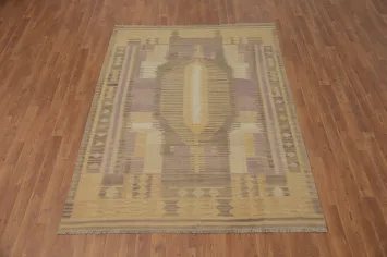 Pastel Colors Wool Kilim Handwoven Rug 5x7