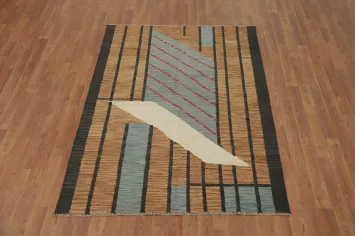 Distinctive Geometric Patterns Kilim Contemporary Rug 4x6