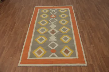 Geometric Kilim Handwoven Area Rug 5x8