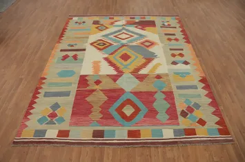 Tribal Wool Kilim Flat Weave Area Rug 8x10