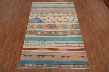 Tribal Wool Kilim Flat Weave Area Rug 6x9
