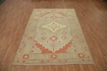 Geometric Wool Kilim Room Size Area Rug 7x10