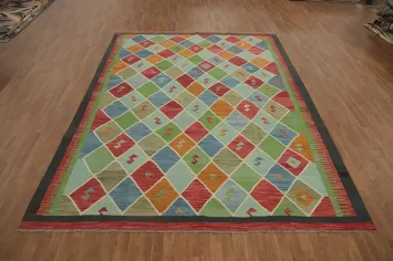 Multicolored Rhombus Patterned for Modern Homes Area Rug 9x12