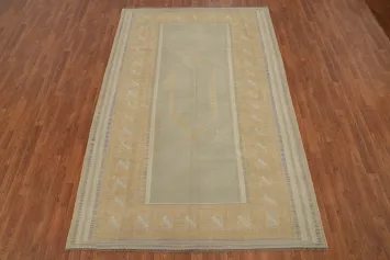 Geometric Wool Kilim Flat Weave Area Rug 6x9