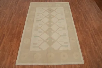 Subtle Geometric Designs Neutral Toned Kilim Area Rug 6x9