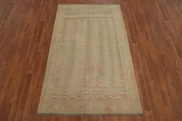 Earth Tones Wool Geometric Kilim Rug 4x6