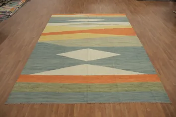Modern Wool Kilim Handwoven Area Rug 9x12