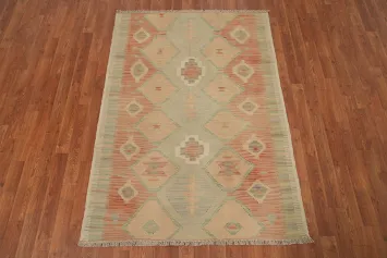 Charming Geometric Pastel Colors Kilim Rug 4x6