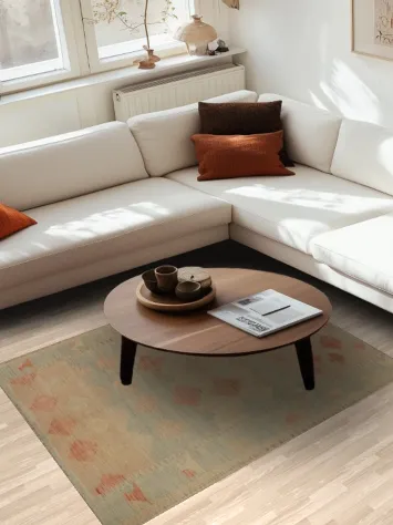 Soft Pastel Diamonds: Artistic Handcrafted Kilim Rug 4x6