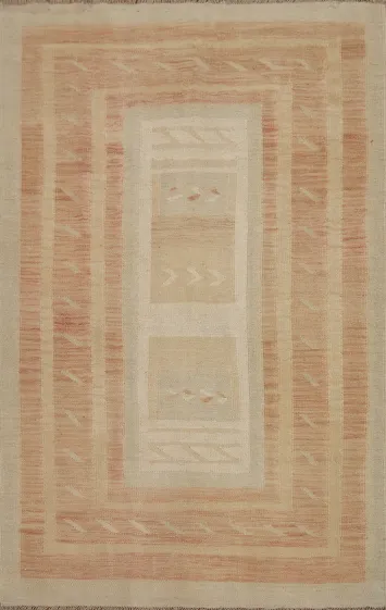 Geometric Wool Kilim Handwoven Rug 4x6