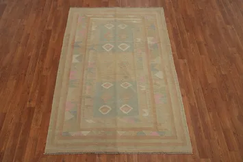 Geometric Wool Kilim Handwoven Rug 4x6