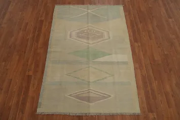 Soft Hues Kilim Wool Handwoven Geometric Rug 4x6