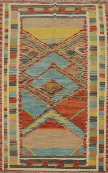 Geometric Kilim Handwoven Rug 4x6