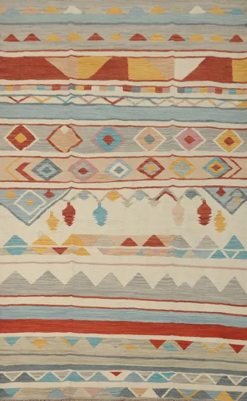 Tribal Wool Kilim Handwoven Area Rug 5x8