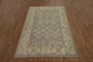 Geometric Wool Kilim Handwoven Area Rug 5x8
