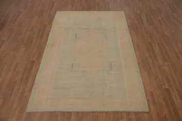 Earth Tones Wool Kilim Flat Weave Area Rug 5x8