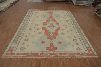 Tribal Wool Kilim Flat Weave Area Rug 10x13
