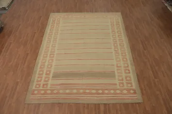 Earth Tones Wool Kilim Flat Weave Area Rug 9x12