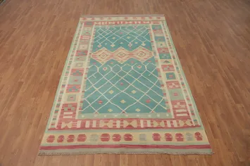 Blue Kilim Flat Weave Area Rug 6x10