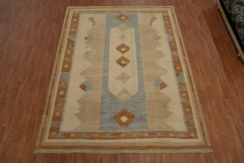 Earth Tones Kilim Geometric Area Rug 10x13