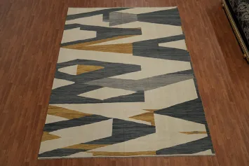 Modern Wool Kilim Geometric Area Rug 9x12