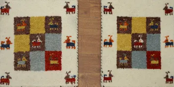 Set of Two Gabbeh Handmade Wool Accent Rugs 1x1