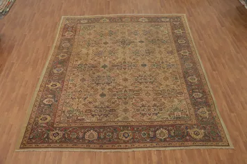Pre-1900 Masterpiece Sultanabad Vegetable Dye Large Rug 11x12