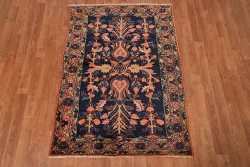 Vegetable Dye Navy Blue Floral Lilian Persian Rug 3x5
