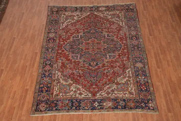 Pre-1900 Vegetable Dye Heriz Serapi Persian Area Rug 8x11