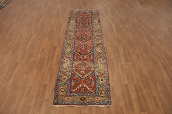 Antique Vegetable Dye Heriz Serapi Persian Runner Rug 3x10