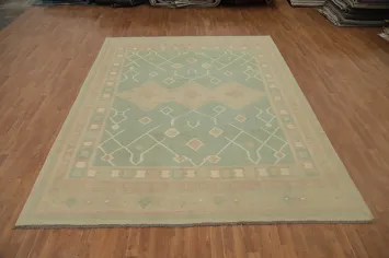 Elegant Pastel Kilim Area Rug 9x11 with Geometric Patterns