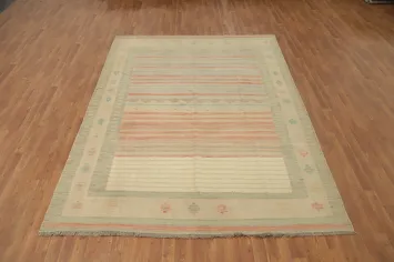 Earth Tone Wool Kilim Handwoven Area Rug 7x10