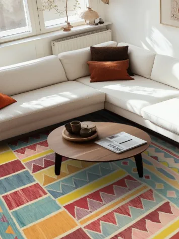 Elevate Your Decor with Multi-Colored Geometric Large Kilim Rug 10x13