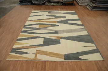 Geometric Elegance Modern Abstract Kilim Area Rug 10x13