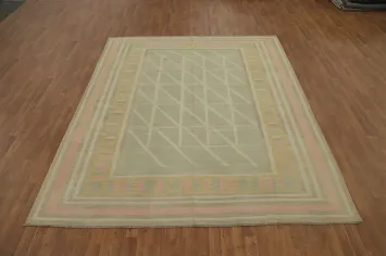 Geometric Wool Kilim Flat Weave Area Rug 8x10