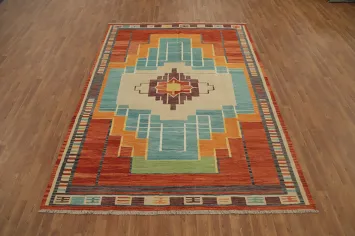 Tribal Wool Kilim Flat Weave Area Rug 7x10