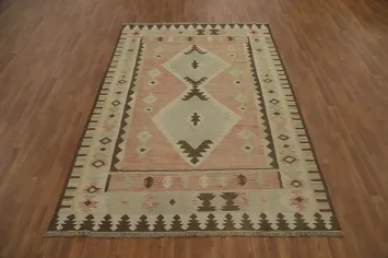 Geometric  Kilim Flat Weave Area Rug 7x10