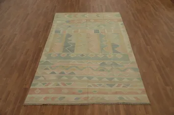 Soft Pastel Patterned Kilim Rug 6x9 Ideal for Tranquil Home Decor