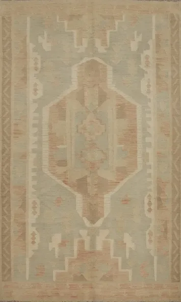 Geometric Wool Kilim Handwoven Area Rug 5x8