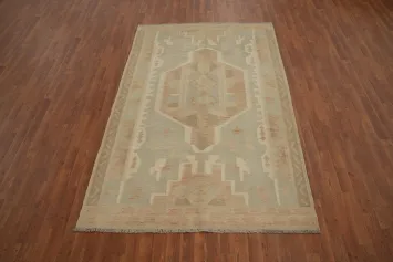 Geometric Wool Kilim Handwoven Area Rug 5x8