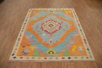 Colorful Southwestern Living Room Kilim Area Rug 8x10