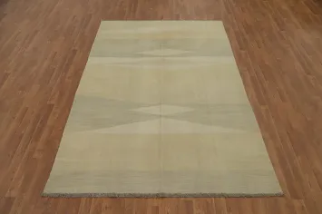 Contemporary Kilim Area Rug 6x9 Featuring Minimalist Geometric Designs