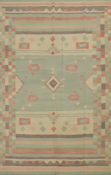 Wool Kilim Flat Weave Area Rug 7x10